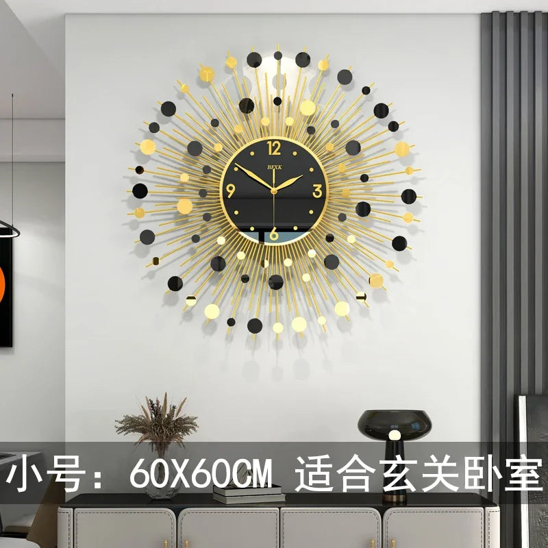 Modern Living Room Wall Clocks Gold Black Simple Stylish Wall Clock Art Unique Reloj De Pared Para Sala Home Furniture
