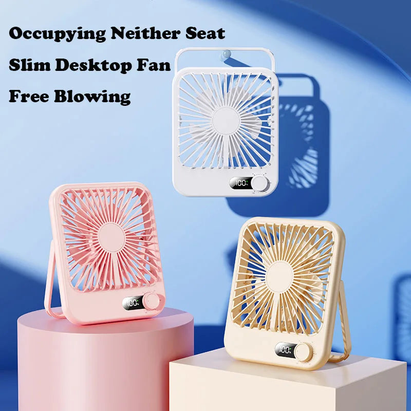 Small Desktop Electric Fan Rechargeable Home Student Dormitory Bedside Class Silent Ultra-thin Desktop Fan Super Silent