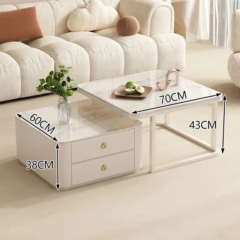 Simple Modern Coffee Table Luxury Storage Bedroom Low Coffee Table White Minimalist Meubles De Salon Living Room Furniture White