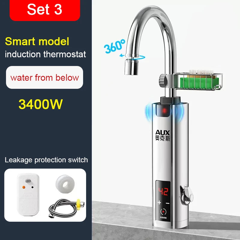 Instantaneous Electric Heating Faucet Household Kitchen Fast Heating Frequency Constant Temperature Stainless Steel Faucet