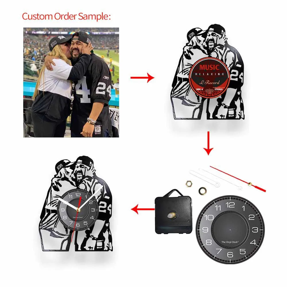 Guitar and Drum Kits Wall Clock Guitar Player Music Vinyl Record Clock Rock Music Instrument Guitar Wall Art Rock n Rock Gift