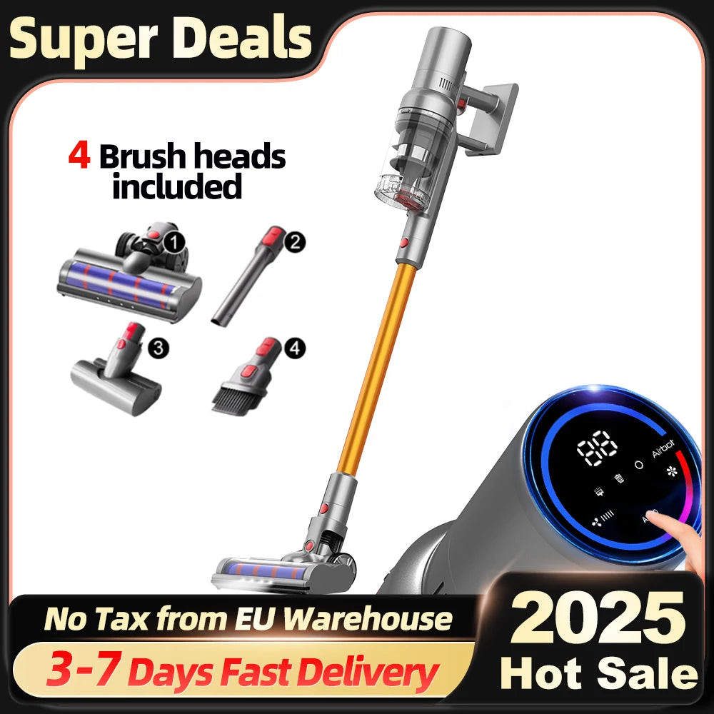 ABIR VC205 Cordless Handheld Vacuum Cleaner ,27000PA,Smart Dust Detction, Big Touch Screen,WithSmart Vacuum for Pet Home