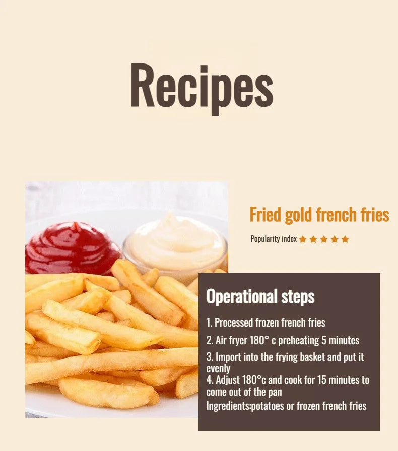 Home Smart Air Fryer Large Capacity Multifunctional Electric Fryer French Fry Machine Cooking Electric Oven Oven