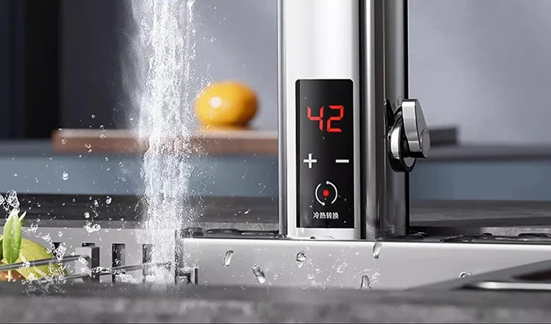 Instantaneous Electric Heating Faucet Household Kitchen Fast Heating Frequency Constant Temperature Stainless Steel Faucet