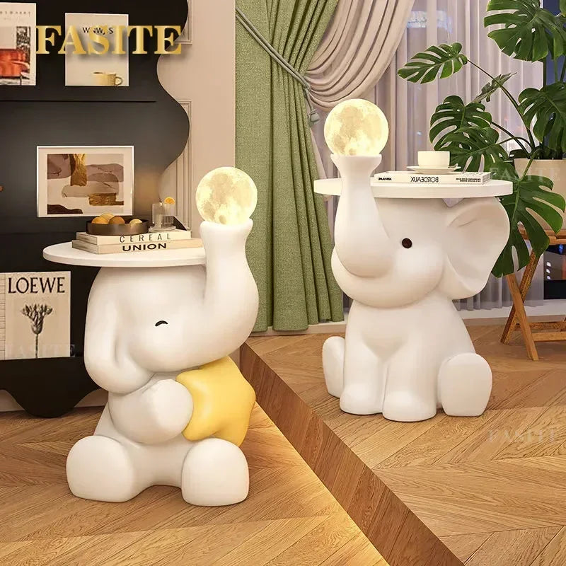 Creative Elephant Statue Side Table, living room Small Coffee Table, Bedroom Bedside Table, Cute Home Decor Furniture, Modern