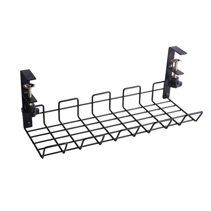 Under Table Storage Rack Metal Cable Management Tray Home Office Desk Wire Organizer No Punching Kitchen Storage Accessories