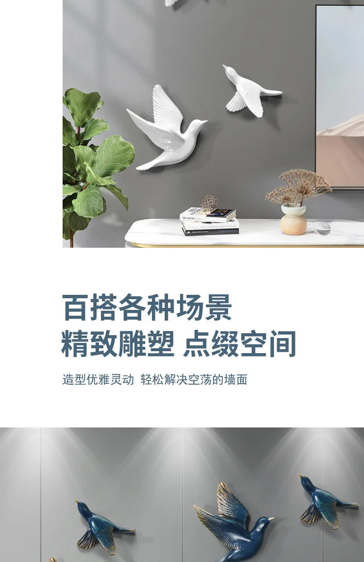Bird Wall Hanging European Three-dimensional Creative Living Room Entrance Background Wall Decoration Wall Hanging