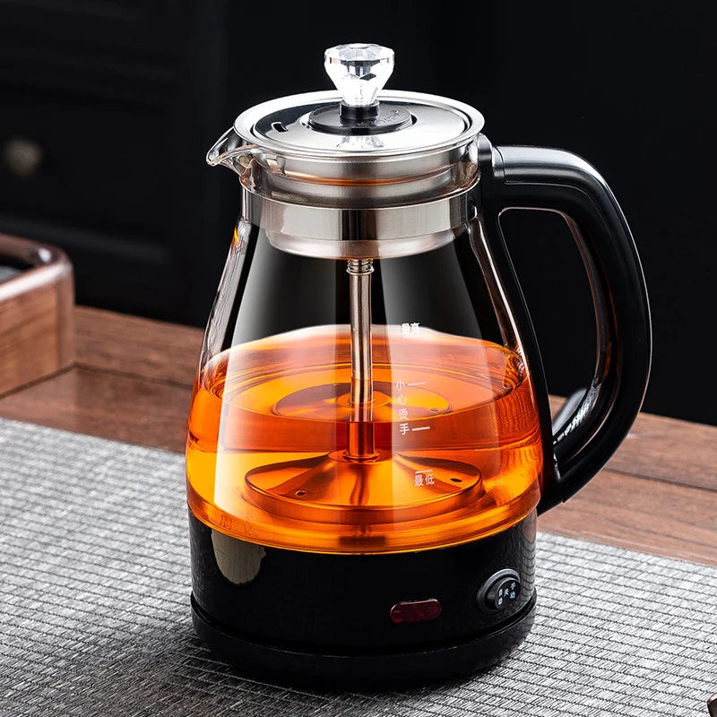 Electric Kettle Coffee Tea Maker Brewer Black Pu 'er Glass Kettles Steam Teapot Automatic Health Tea Infuser Pot Boiling Set 1L