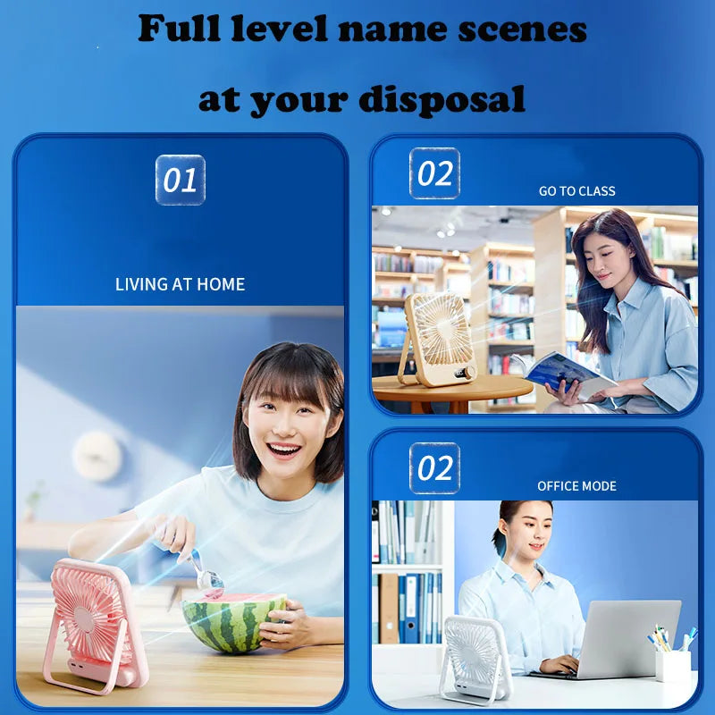 Small Desktop Electric Fan Rechargeable Home Student Dormitory Bedside Class Silent Ultra-thin Desktop Fan Super Silent
