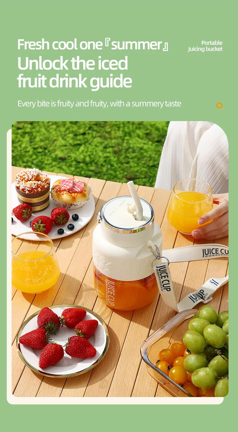 Wireless Portable Juicing Bucket Electric 800ml Sports Cup Fresh Fruit Juicer With Large Capacity and 10 Stainless Steel Blades