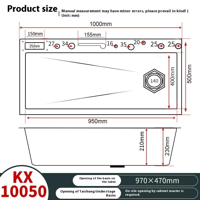 Stainless Steel New Waterfall Kitchen Sink Digital Display Dishwashing Sinks With Draining Rack Embossed Extra Large Single Slot