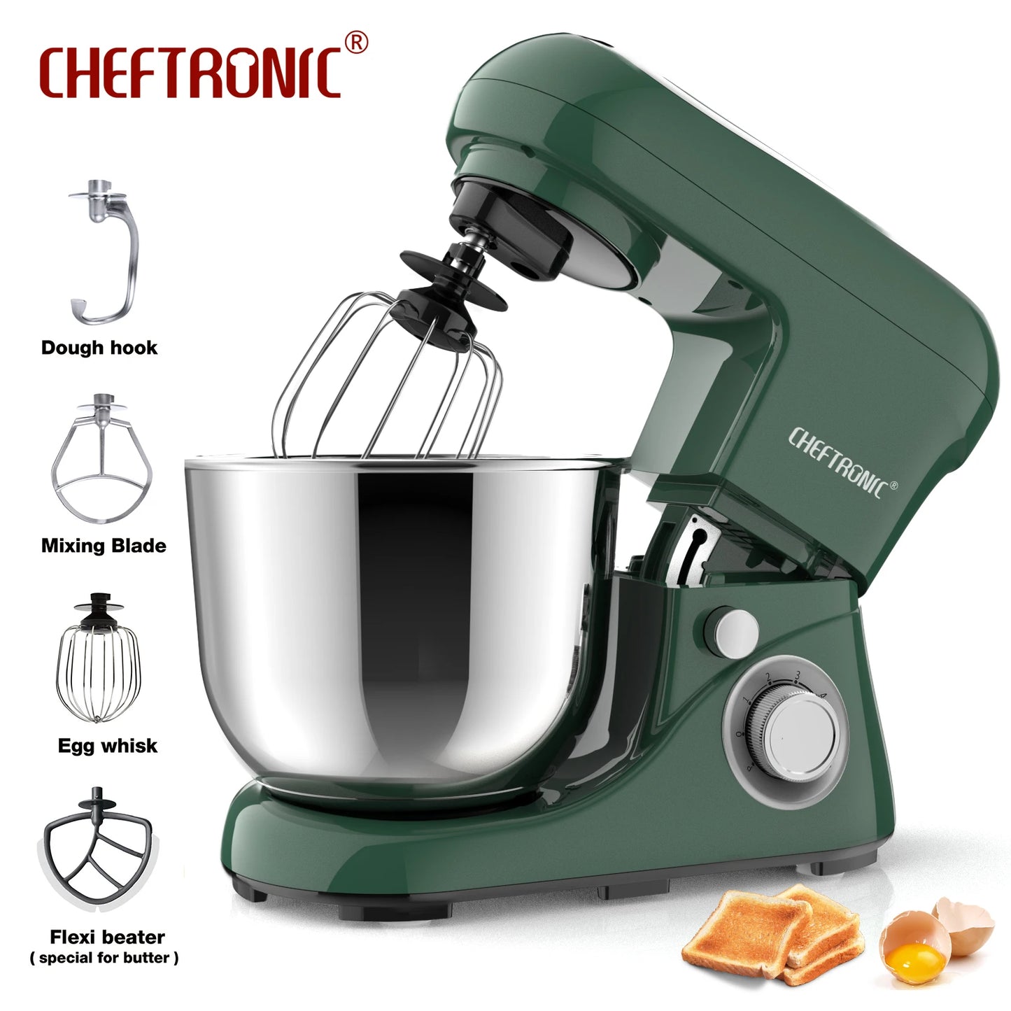 1pc Stand Mixer, 5L Tilt-Head Electric Household - 1300W 6+P electric blender, Food Beater And Butter Beater, EC Plug