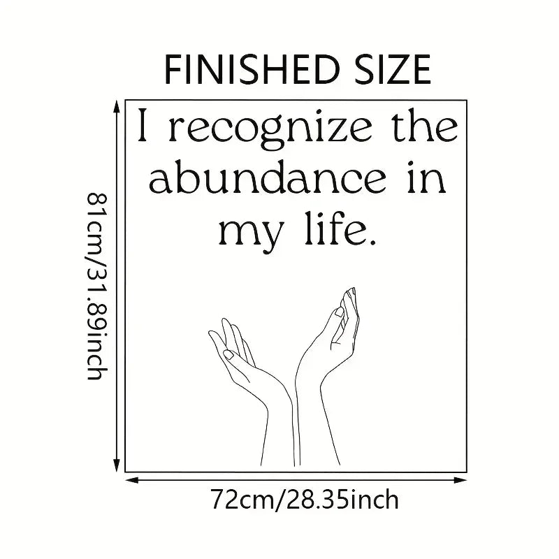 1pc Inspirational Wall Decal "I Recognize the Abundance in My Life" - Self-Adhesive Removable Contemporary Plastic Home Decor wi