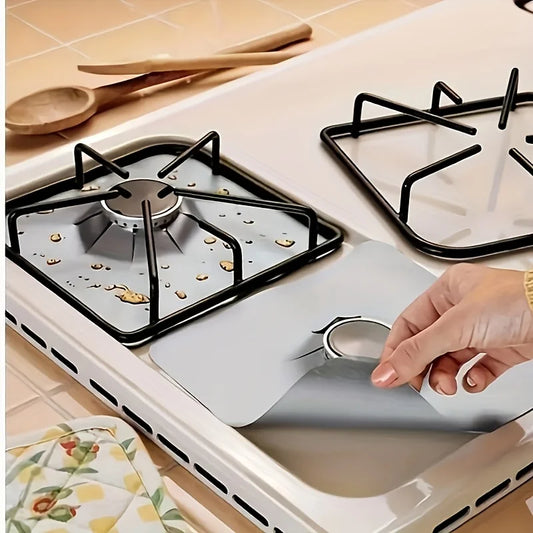 4PCS High Quality Ultra Thick Reusable Gas Stove Protection Pad - Glass Fiber Inner Lining Cover, Easy To Clean, Kitchen Tool