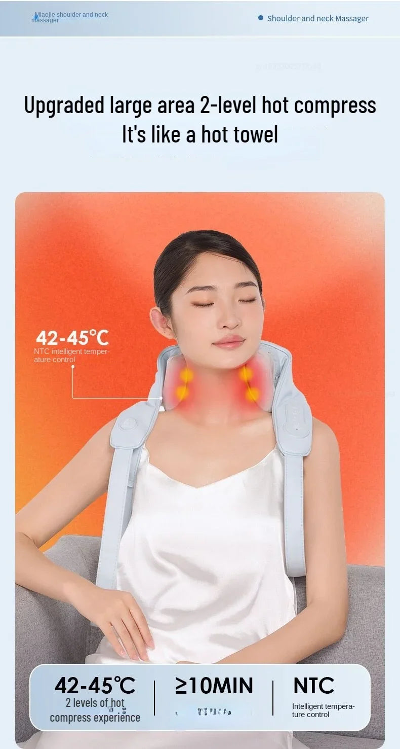 Xiaomi Miaojie R3 Kneading Shiatsu Massage Shawl Neck Chiropractic Massager for Home Shoulder Pain Relief Heating Pillow Massage