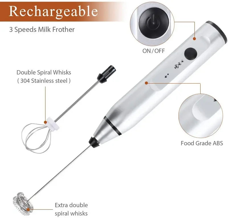 Portable Electric Milk Frothers Handheld Blender Cappuccino Cream Egg Beater Food Blender USB Mini Coffee Maker Whisk Mixer