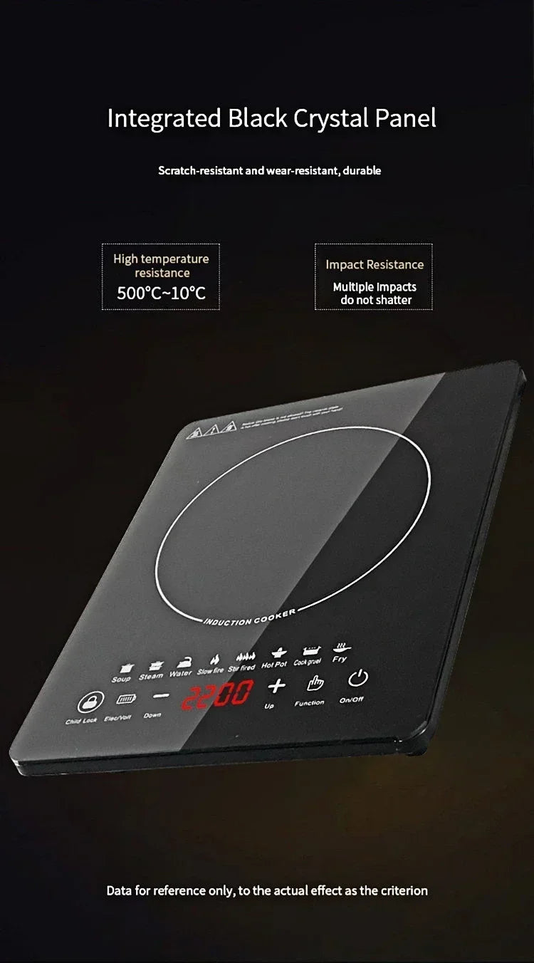 EU/UK/US Multifunctional Portable 2200W High-power Electric Induction Cooktop 110V/220V Home Kitchen Touch Panel Desktop Burner