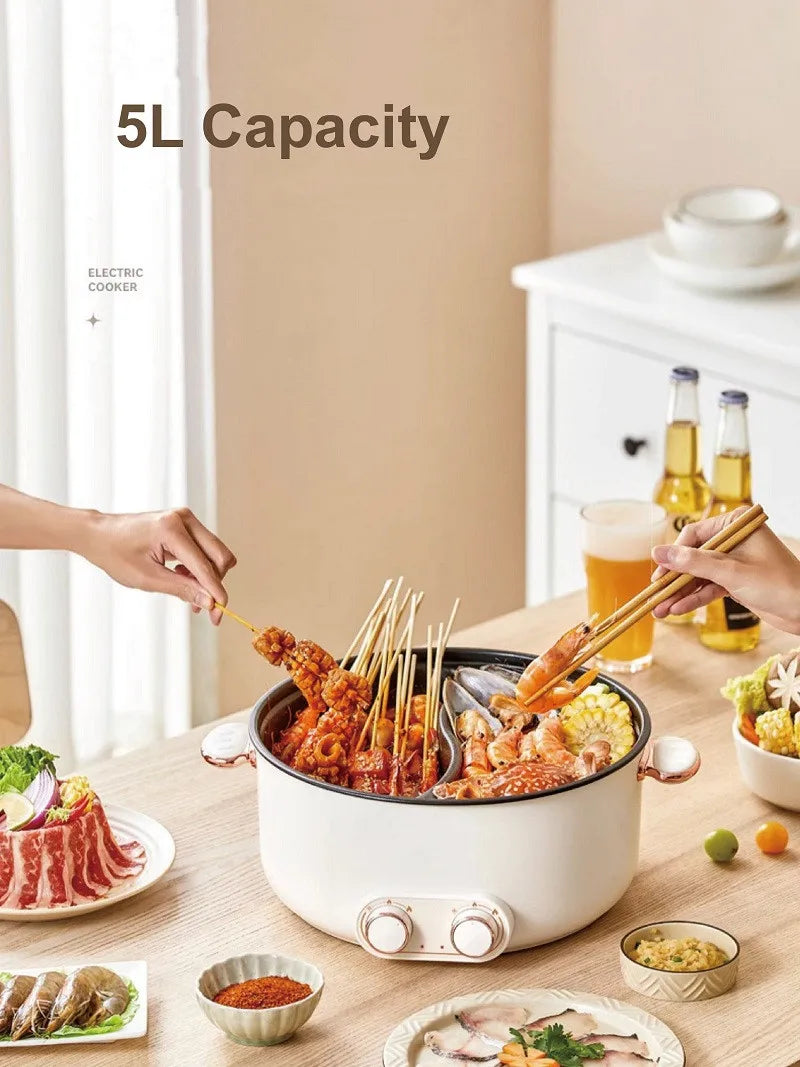 5L 6L Home Yuanyang Electric Hot Pot Electric Boiled Pan Large Capacity Double Soup Pots Non Stick Electric Frying Pan 2000W