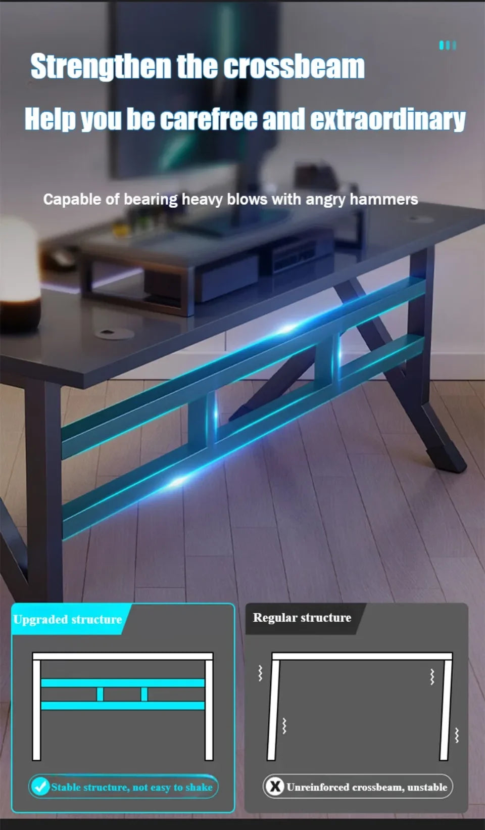 Esports Gaming Table Modern Luxury Iron Computer Desks Large Capacity Stable Structure Computer Table Simple Bedroom Office Desk