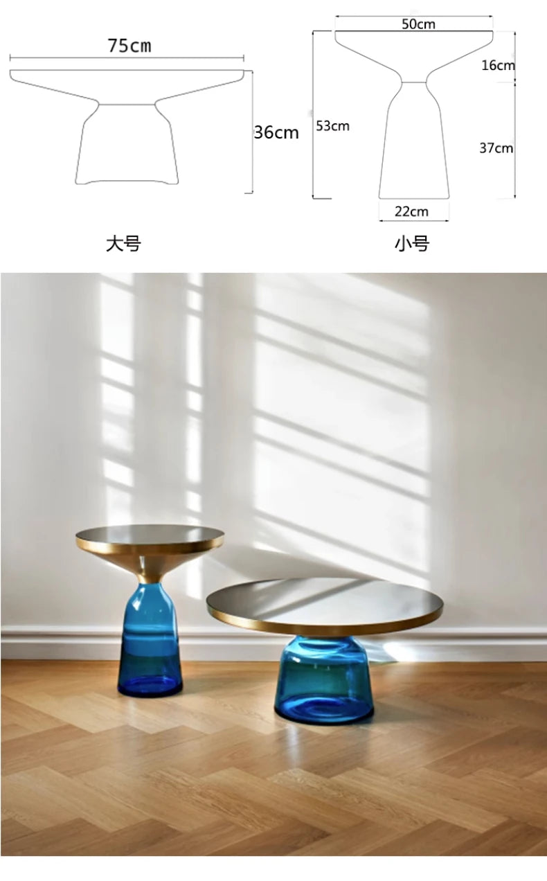 German Design Living Room Bedside Table, Sofa Side Table, Coffee Table, Indoor Round Glass, Nordic Light Luxury Coffee Table