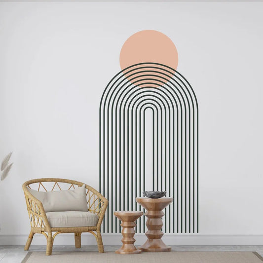 Wall Sticker of Bohemian Geometric Half Arch Rainbow Vinyl Interior Home Decoration Room Bedroom Decals Abstract Murals AA73