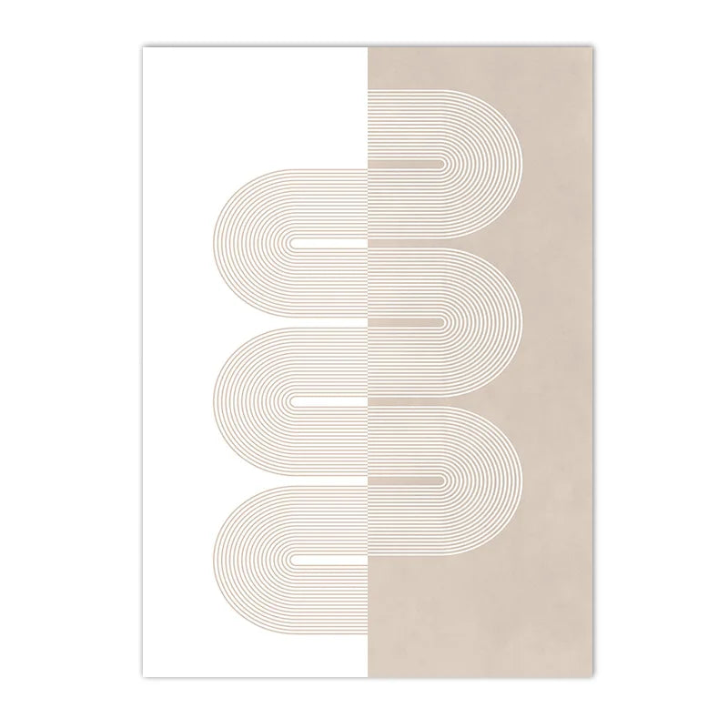 Modern Minimalist Wall Art Geometric Beige Boho Line Canvas Painting Bohemian Poster Prints Pictures Bedroom Living Room Decor