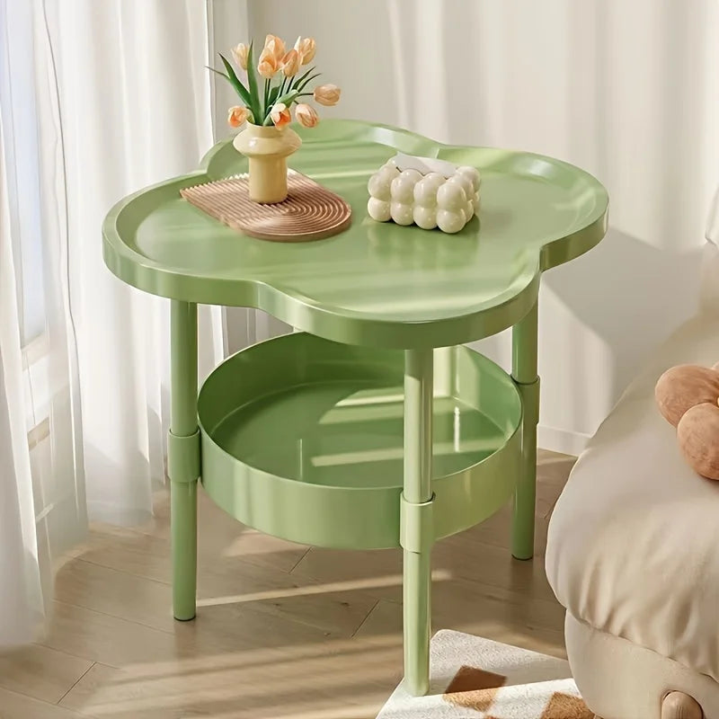 [Plaid and Comfortable] Casual Modern Bedside Table with Portable Storage Rack - Space-Saving Design, Plastic Legs, No Power Sup