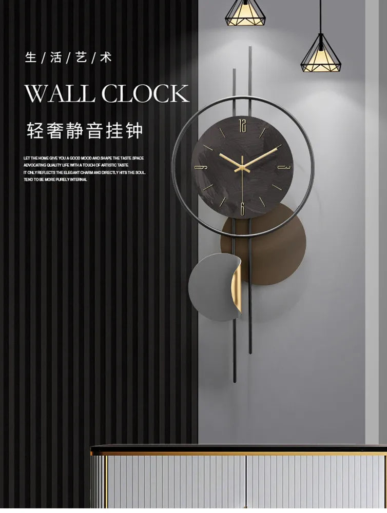 Wooden Grille Decorative Wall Clock, TV Background, New, 2024