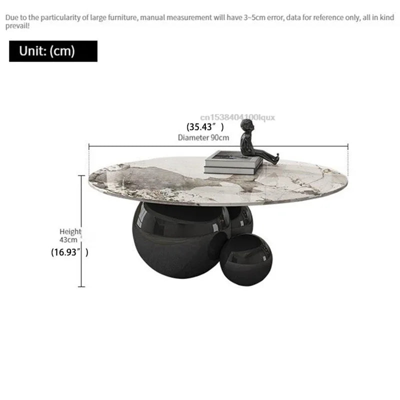 Furniture Gold Black Center Base Table Living Room Designer Stainless Steel Home Impact Space Marble Modern Coffee Table Round