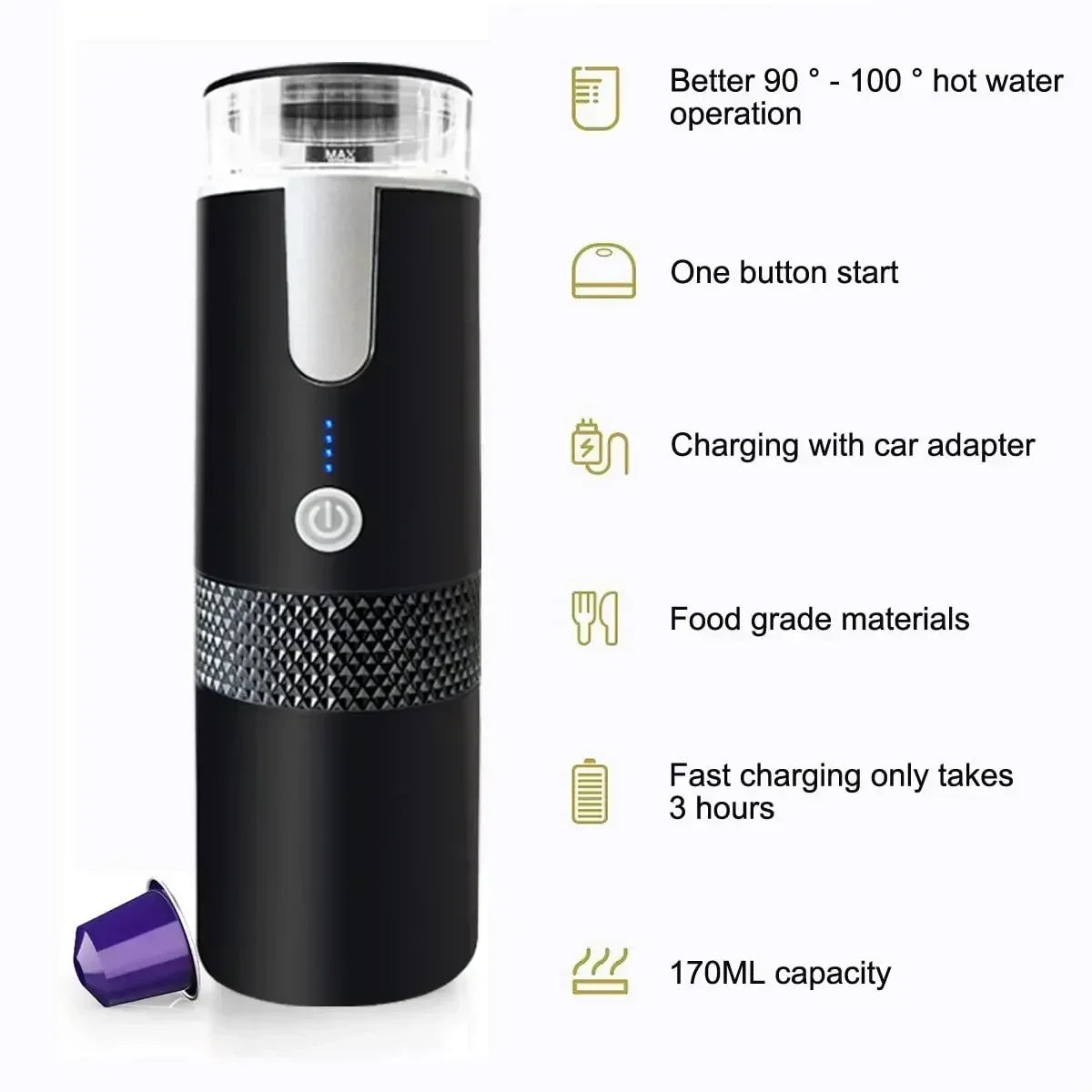 Electric Coffee Maker Convenient Capsule Ground Coffee Brewer Travel Camping Coffee Maker for Ground Coffee and KCUP Capsules