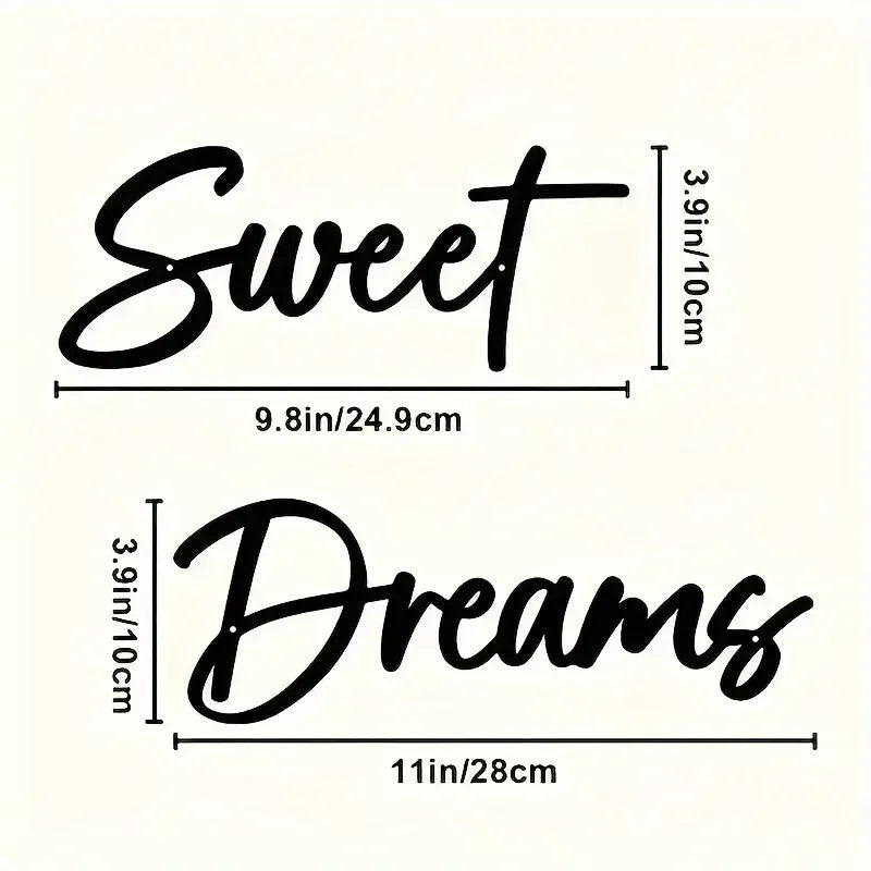 Bohemian Style Black Metal Sweet Dream Wall Logo Contemporary Bedroom Wall Art Decoration Suitable for Display Above the Bed