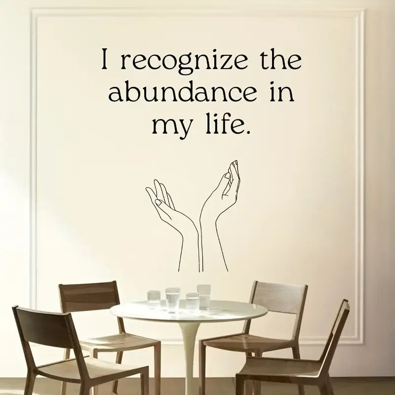 1pc Inspirational Wall Decal "I Recognize the Abundance in My Life" - Self-Adhesive Removable Contemporary Plastic Home Decor wi