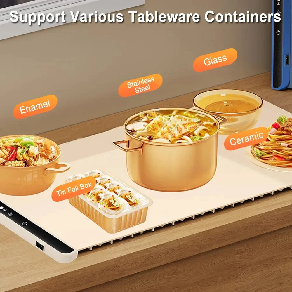 Electric Warming Tray Food Warmer Mat Foldable Coffee Warming Pad for Food Portable Electric Warming Tray Silicone Warmer Plate