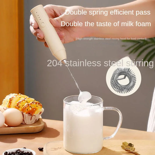 Wireless portable electric milk mixer, stainless steel mini milk frother, coffee mixer, egg beater, sauce mixer, kitchen tools