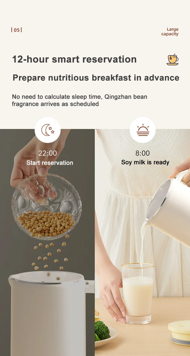 220V/110V Electric Soybean Milk Machine Automatic Intelligent Food Blender Fruit Juicer Water Boiling Kettle Rice Paste Maker