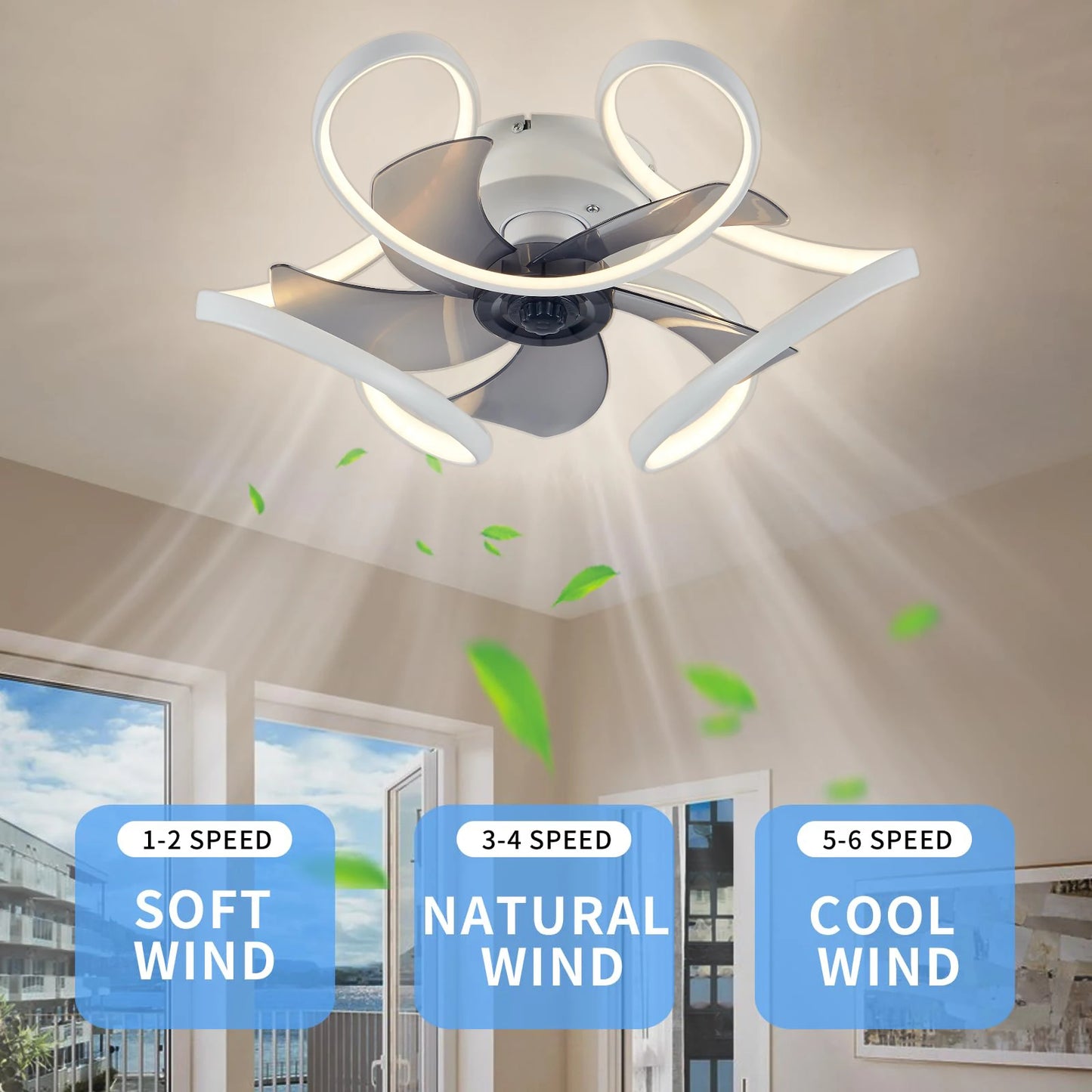 Modern Ceiling Fan Home Decorative Pendant Fan With Lamp Reversible Motor Suitable kitchen living room creative chandelier fan