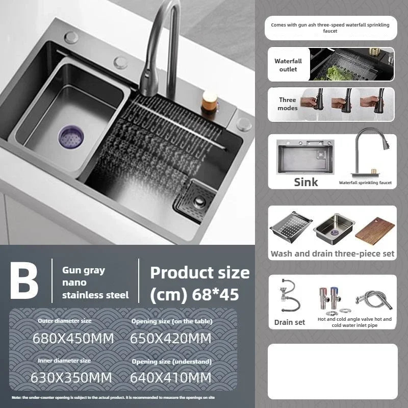 Thickened 304 Sink Stainless Steel Sink Single Vegetable Basin Dishwasher Table Stainless Steel Kitchen Accessories Basin Large