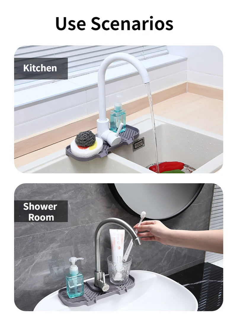 Convenient Silicone Countertop Protector Faucet Absorbent Pad Drip Catcher Mat Faucet Absorbent Mat Sink Splash Guard