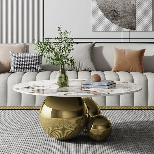 Furniture Gold Black Center Base Table Living Room Designer Stainless Steel Home Impact Space Marble Modern Coffee Table Round