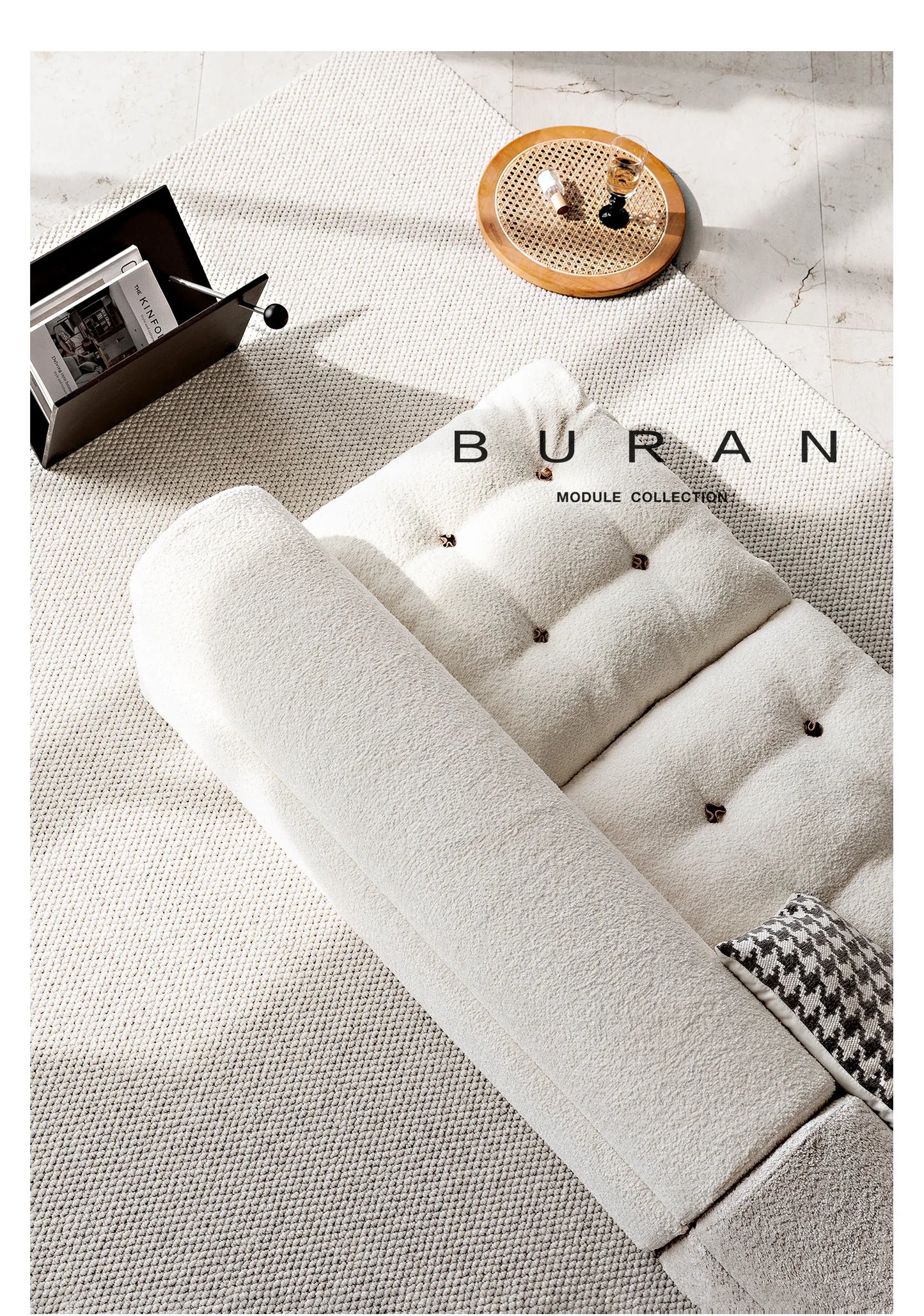 Minimalist White Fabric Living Room Sofa, Super Soft and Comfortable Tatami Module Lazy Sofa, Warm Home Furniture Salon FYLS