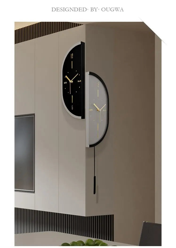Corner Wall Clock Living Room Clock Wall Mounted Silent Display Wall Clock Modern Design Home Decor