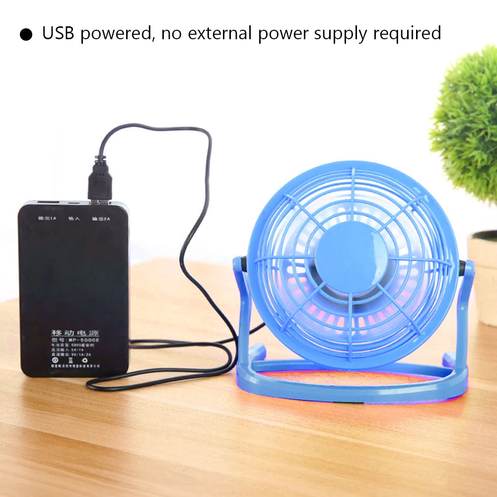 4 Inch Small Desktop Plastic Fan Mini Silent USB Rechargeable Adjustable Portable for Student Dormitory Office Fan Cooling Fan