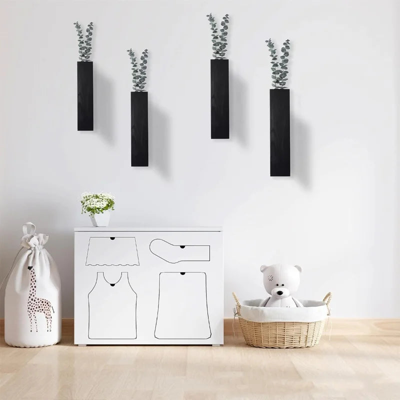 Wall Planter for Indoor Plants Black Wall Decor for Living Room Bathroom Wood Wall Vases for Dried Flowers and Faux Greenery
