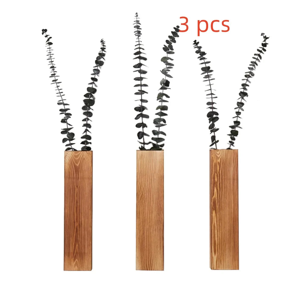 Wall Planter for Indoor Plants Black Wall Decor for Living Room Bathroom Wood Wall Vases for Dried Flowers and Faux Greenery