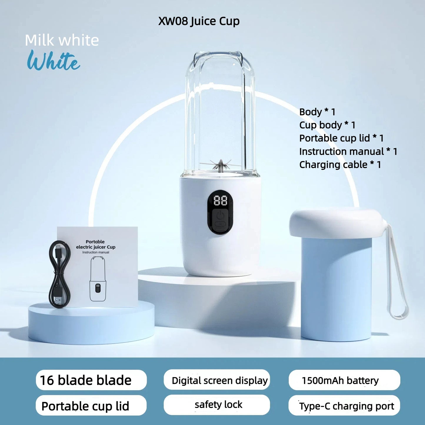 Mixing cup  Juice Cup Portable Rechargeable Small Juice Cup Home and Outdoor Multifunctional Juice Mixing NO BPA  Food Is Safe
