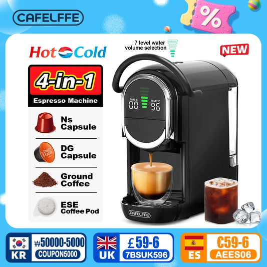 CAFELFFE 4in1 Capsule Coffee Machine Hot/Cold Multiple Espresso Cafetera Cappuccino Coffee Maker Dolce Gusto Nespresso Powder 19