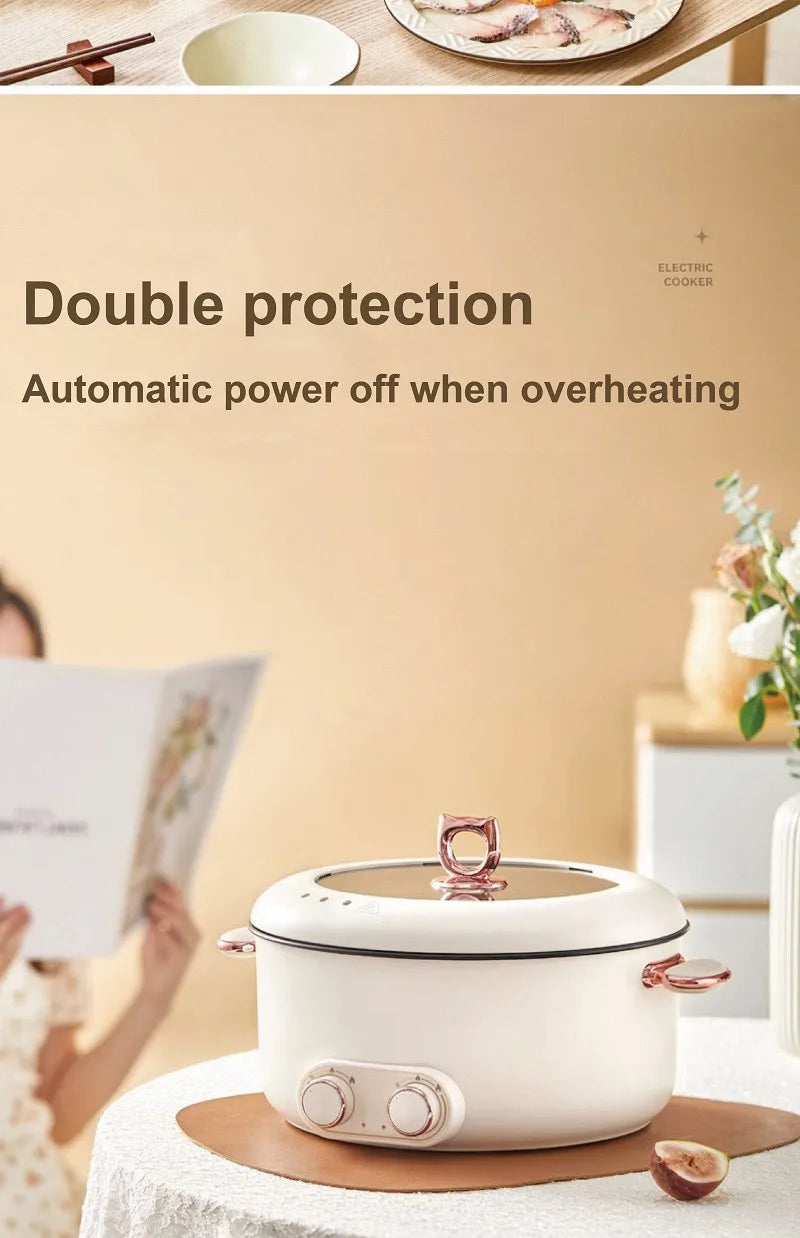 5L 6L Home Yuanyang Electric Hot Pot Electric Boiled Pan Large Capacity Double Soup Pots Non Stick Electric Frying Pan 2000W