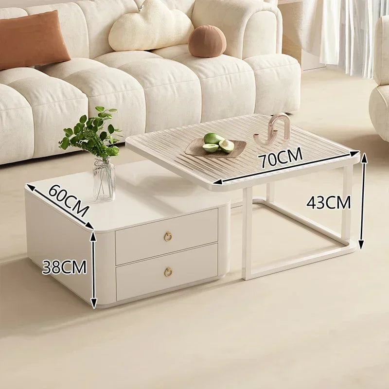 Simple Modern Coffee Table Luxury Storage Bedroom Low Coffee Table White Minimalist Meubles De Salon Living Room Furniture White