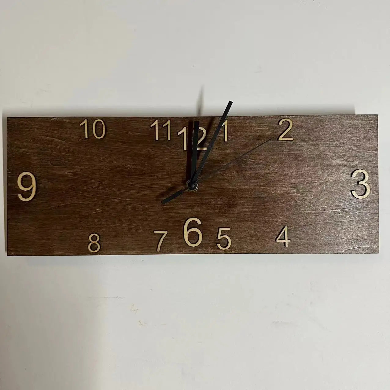 Retro Rectangular Wooden Wall Clock CreativeHome Living Room Office Decoration Wall Hanging Watch Quartz Clock