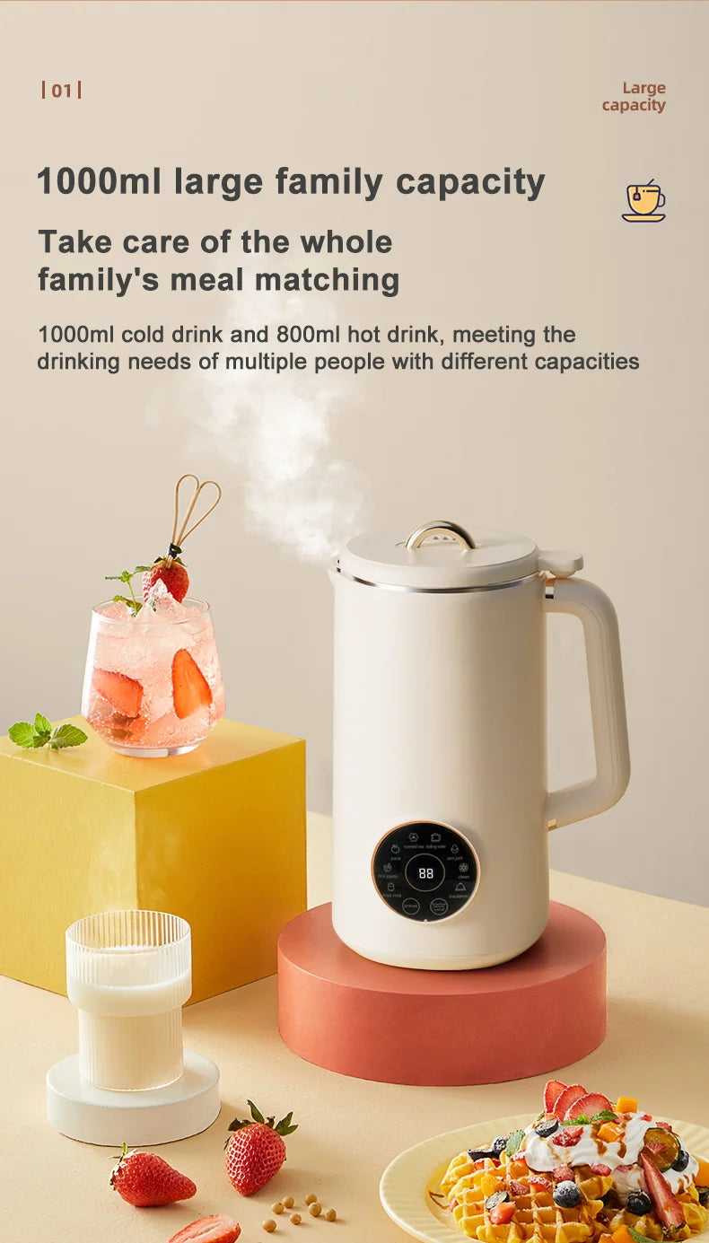 220V/110V Electric Soybean Milk Machine Automatic Intelligent Food Blender Fruit Juicer Water Boiling Kettle Rice Paste Maker